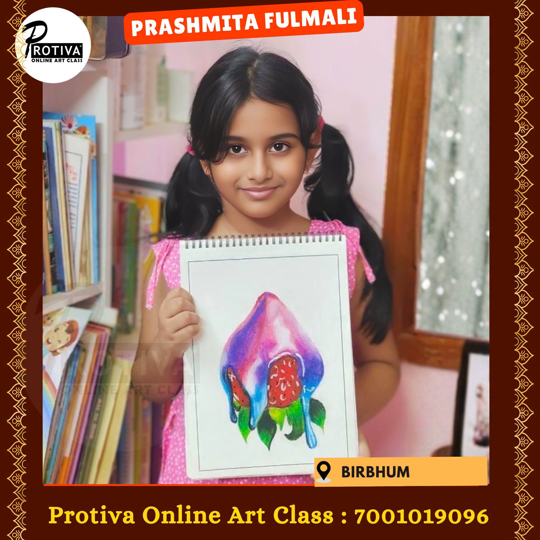 Colourful Strawberry by a Protiva Online Art Class student