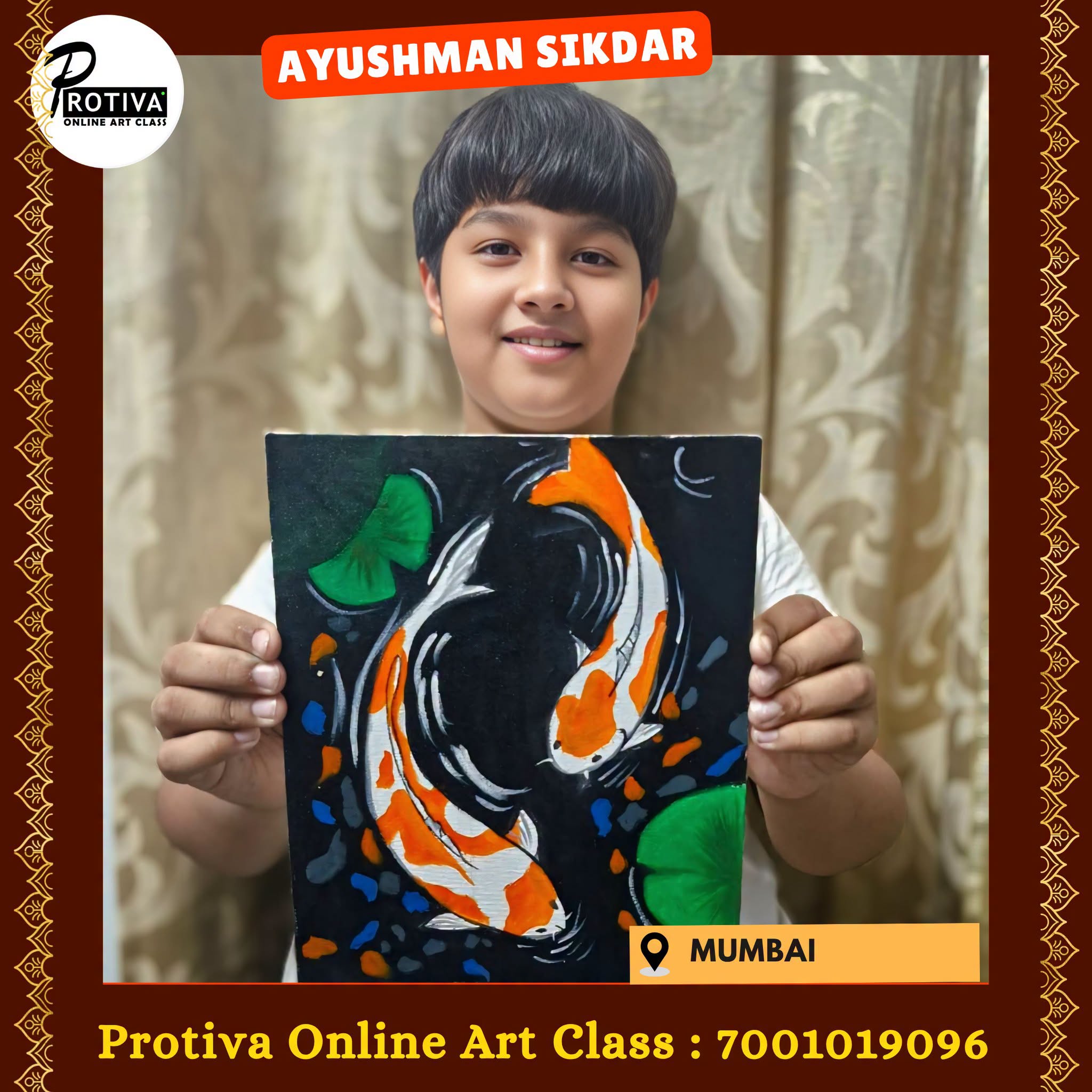 Koi Fish Painting by a Protiva Online Art Class student